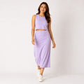 Women's Violet Sleeveless Crop Top and Maxi Skirt Co-Ord Set-1