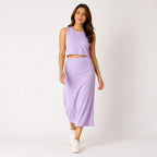Women's Violet Sleeveless Crop Top and Maxi Skirt Co-Ord Set-1