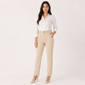 Women's Cream Straight Fit Formal Trousers-1