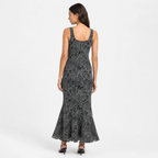 Women's Black Animal Print Sleeveless Mermaid Maxi Dress-2
