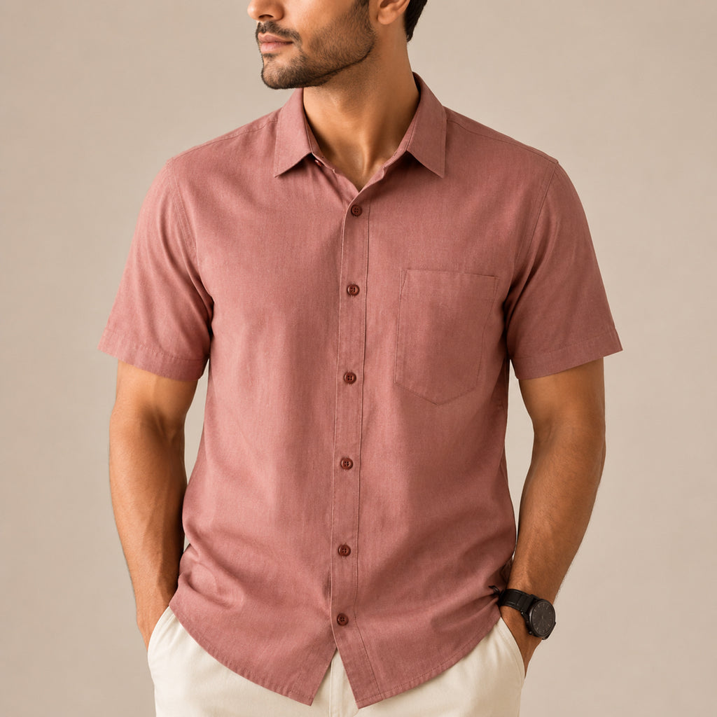 Men's Solid Mustard Casual Wear Shirt-4