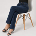 Women's Dark Blue Straight Fit Denim Jeans-3