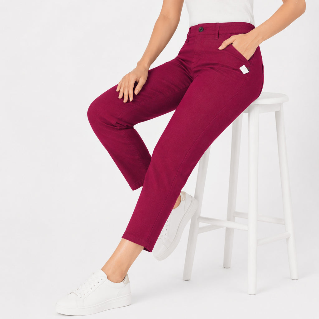 Women's Sleek Hot Pink Tailored Formal Executive Trousers-3