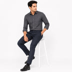 Men's Grey Pinstripe Button-Down Shirt | Sleek Office Casual Shirt-3