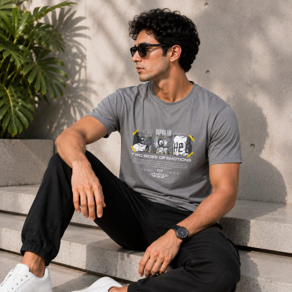 Men's Urban Slate Graphic Casual T-Shirt-3