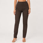 Women's Coffee Brown High-Rise Slim Fit Pants-1
