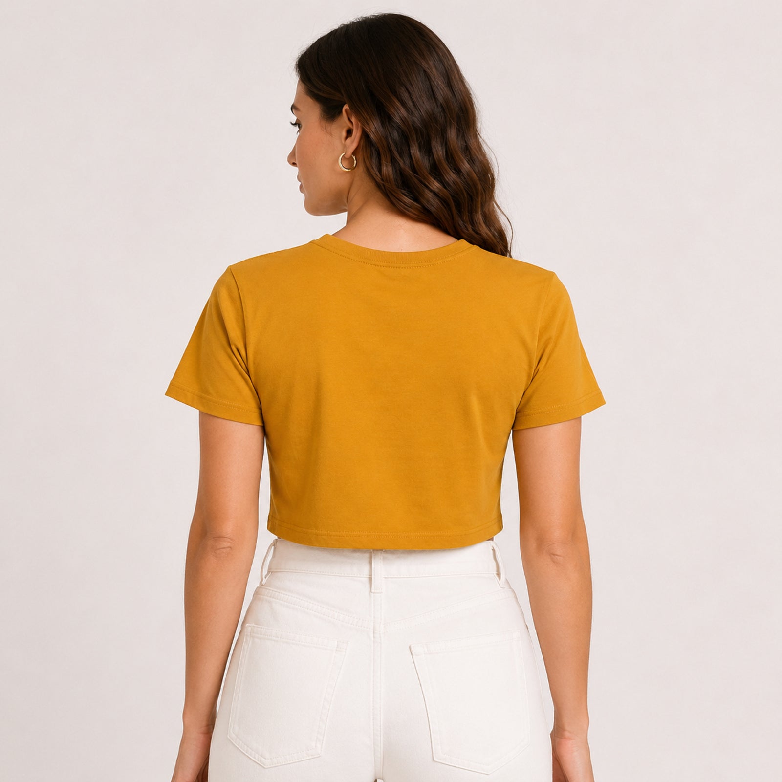 Women's Sunbeam Drift Mustard Cropped Crew Neck Tee-4