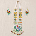 Women's White Handcrafted Beaded Necklace & Earring Set-1
