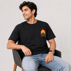 Men's Black Minimal Graphic Print Crew Neck T-Shirt-3