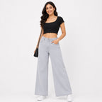 Women's High-Rise Light Blue Wide Leg Jeans-1