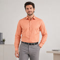 Men's Orange Solid Formal Cotton Shirt-2