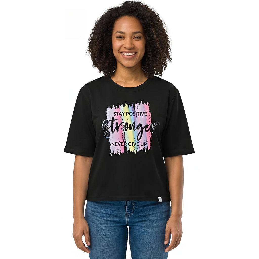 Women's “Stay Positive Stronger” Graphic T-Shirt-1