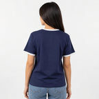 Women's Navy Blue Graphic Ringer T-Shirt-4