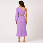 Women's Purple One-Shoulder Crop Top and Midi Skirt Co-Ord Set-4