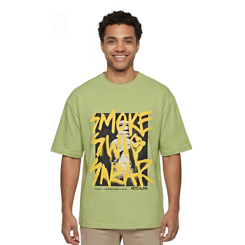 Men's Smoke Style Oversized Graphic T-Shirt-4