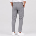 Men's Refined Light Grey Slim Fit Ankle-Length Formal Trousers-2