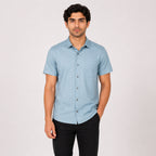Men's Sky Blue Casual Half Sleeve Shirt-1
