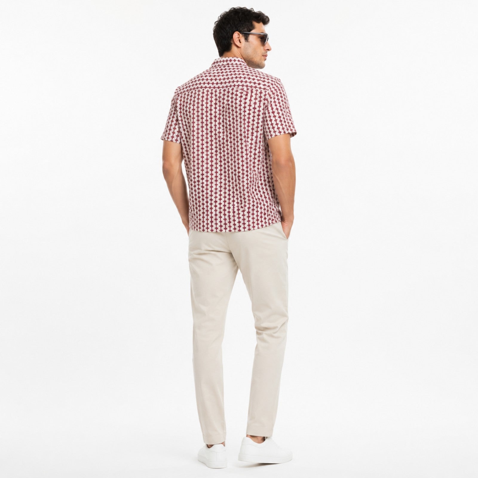 Men's Maroon Geometric Print Casual Shirt-2