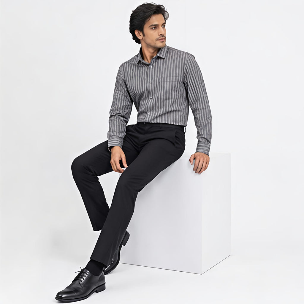 Men's Refined Pista Stripe Executive Formal Shirt-3
