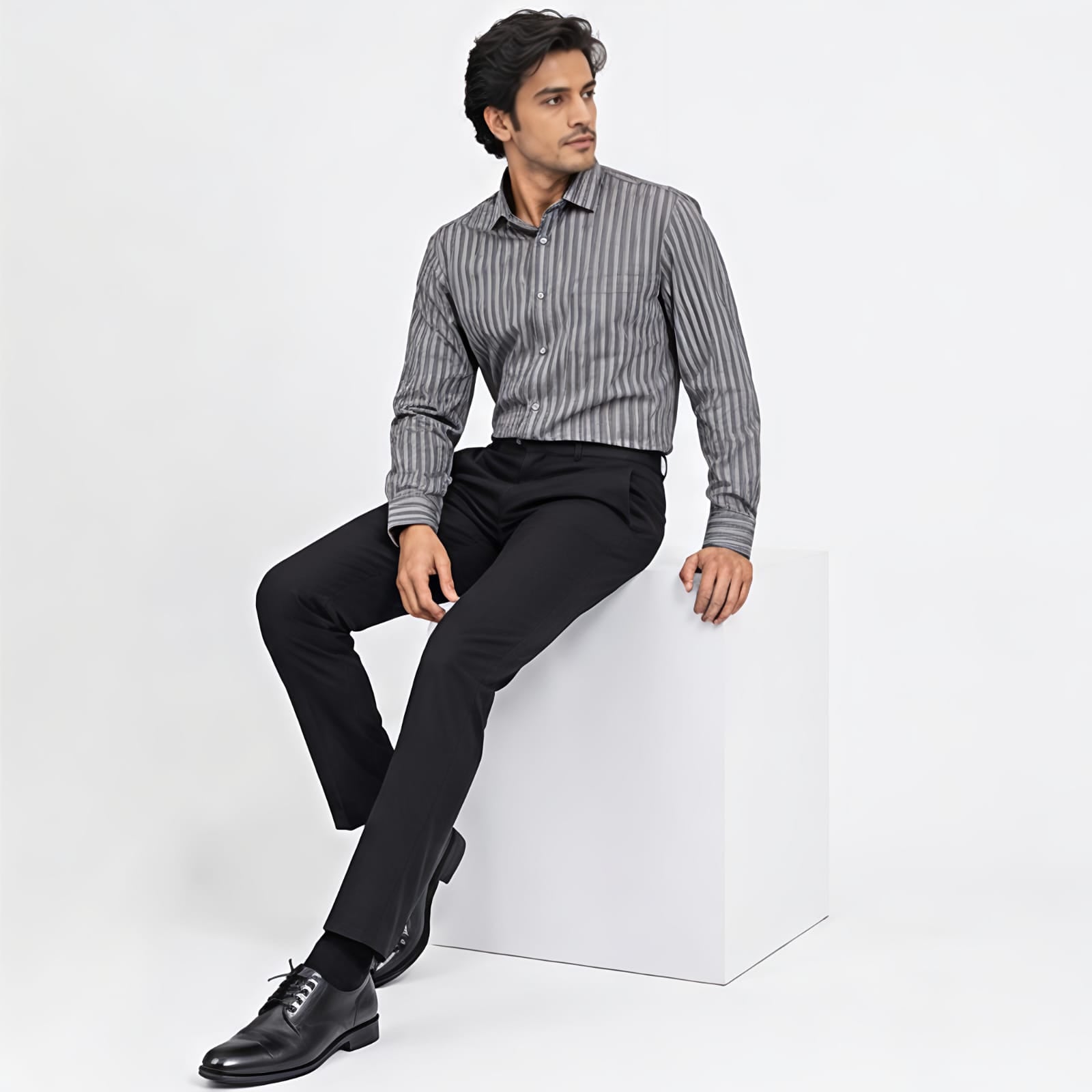 Men's Refined Pista Stripe Executive Formal Shirt-3