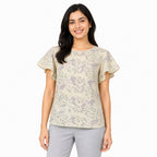 Yellow Blossom Flutter Sleeve Top-2