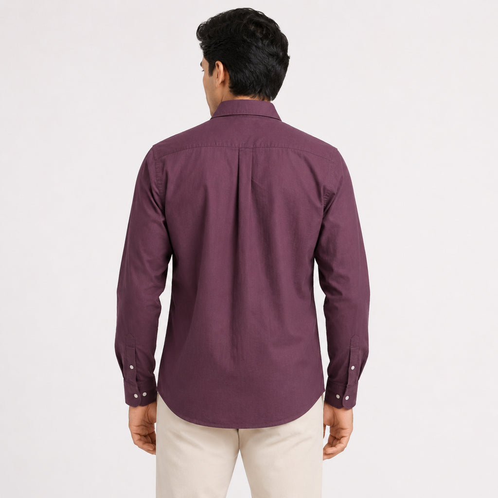 Men's Violet Solid Casual Full Sleeve Shirt-4