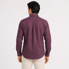Men's Violet Solid Casual Full Sleeve Shirt-4