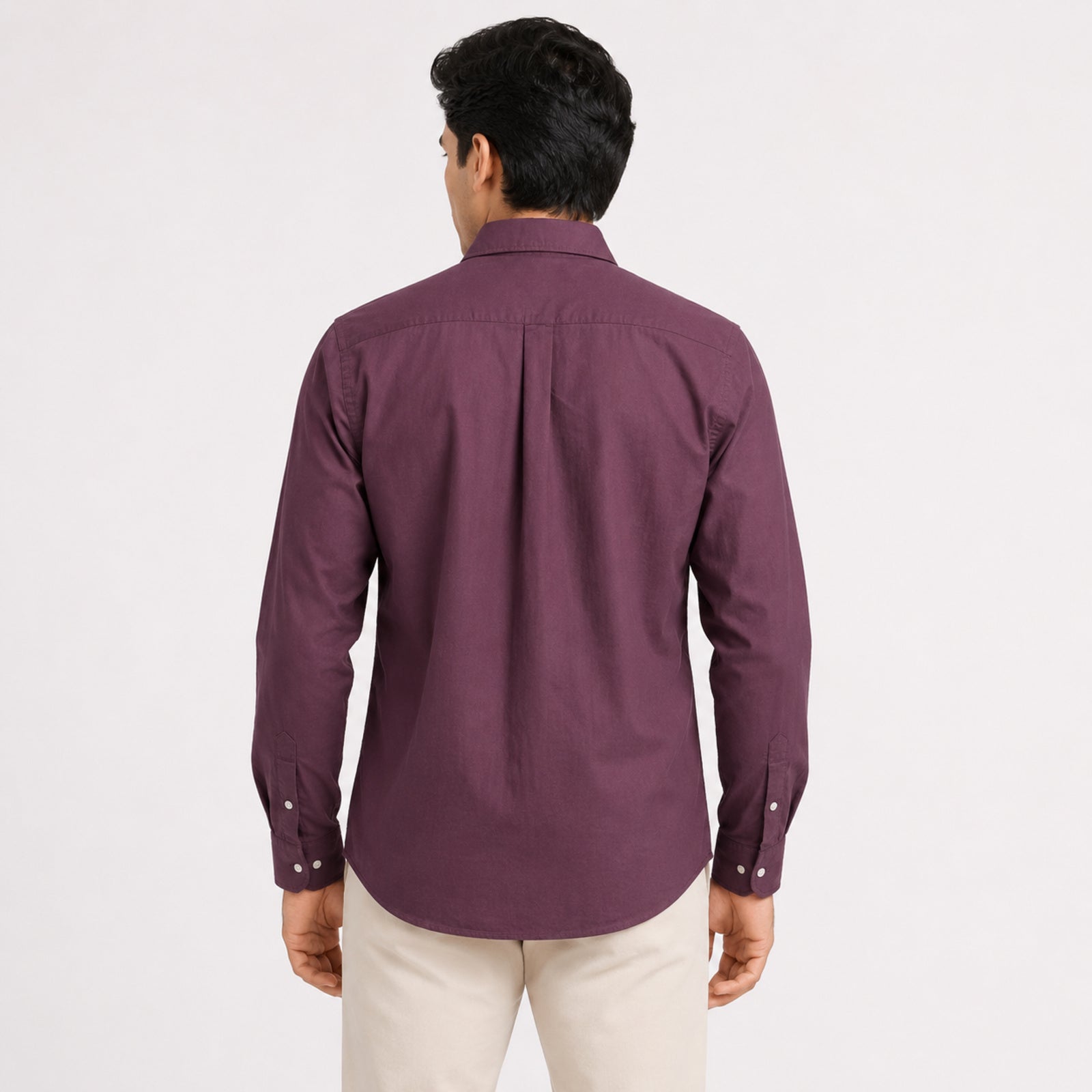Men's Violet Solid Casual Full Sleeve Shirt-4