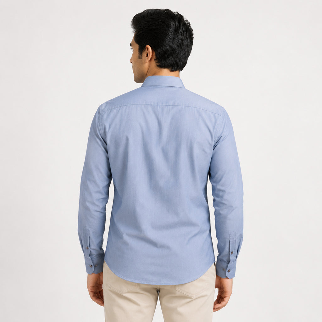 Men's Sky Blue Solid Full Sleeve Casual Shirt-4