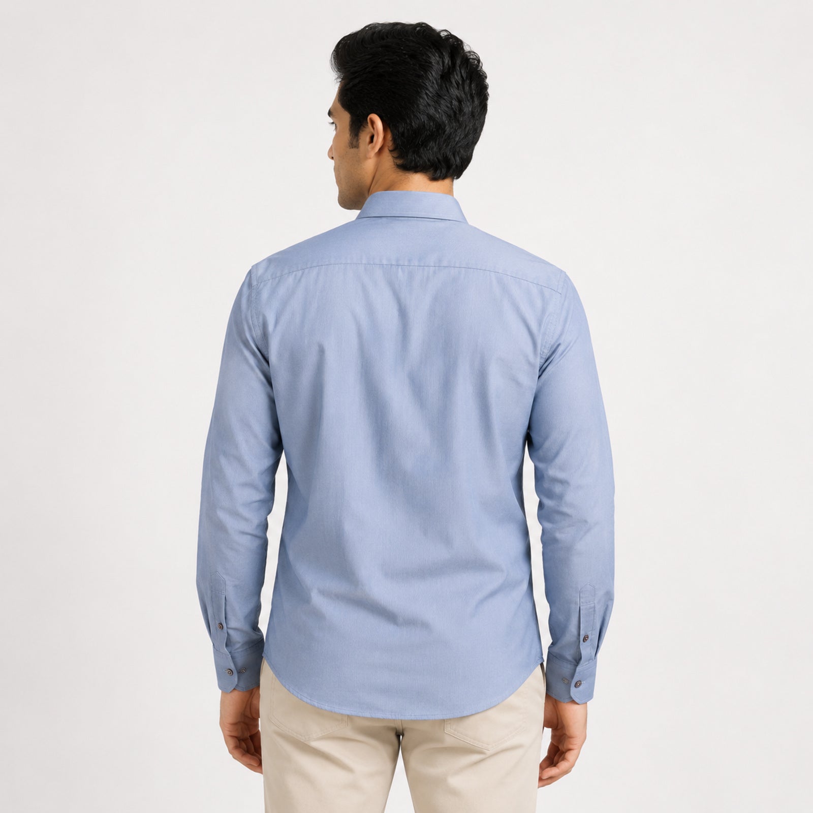 Men's Sky Blue Solid Full Sleeve Casual Shirt-4