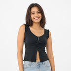 Chic Knot Detail Black Crop Top-4