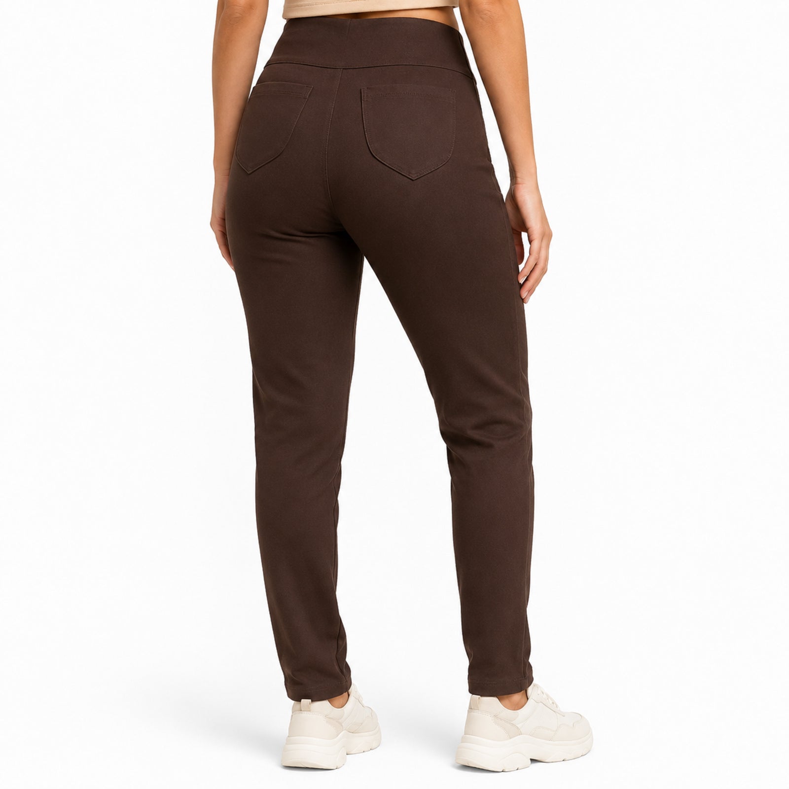 Women's Coffee Brown High-Rise Slim Fit Pants-4
