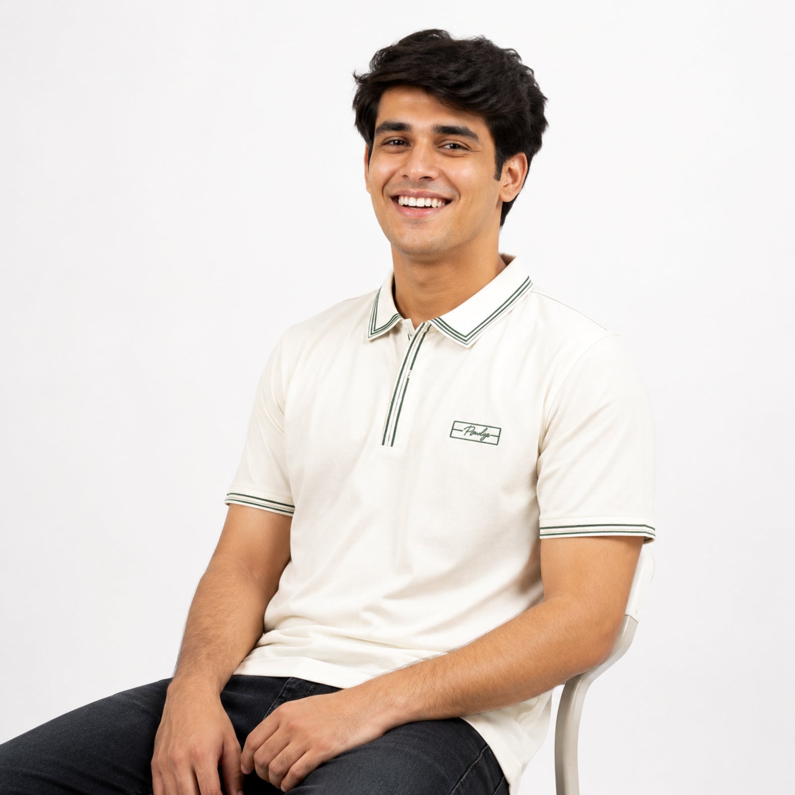 Men's Classic White Polo T-Shirt with Contrast Trim-3