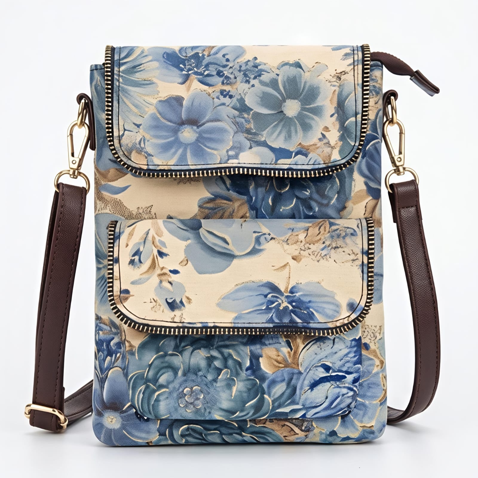Women's Blue Floral Printed Sling Bag-1