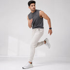 Men's Luxe Ivory Drawstring Smart Casual Trousers-2
