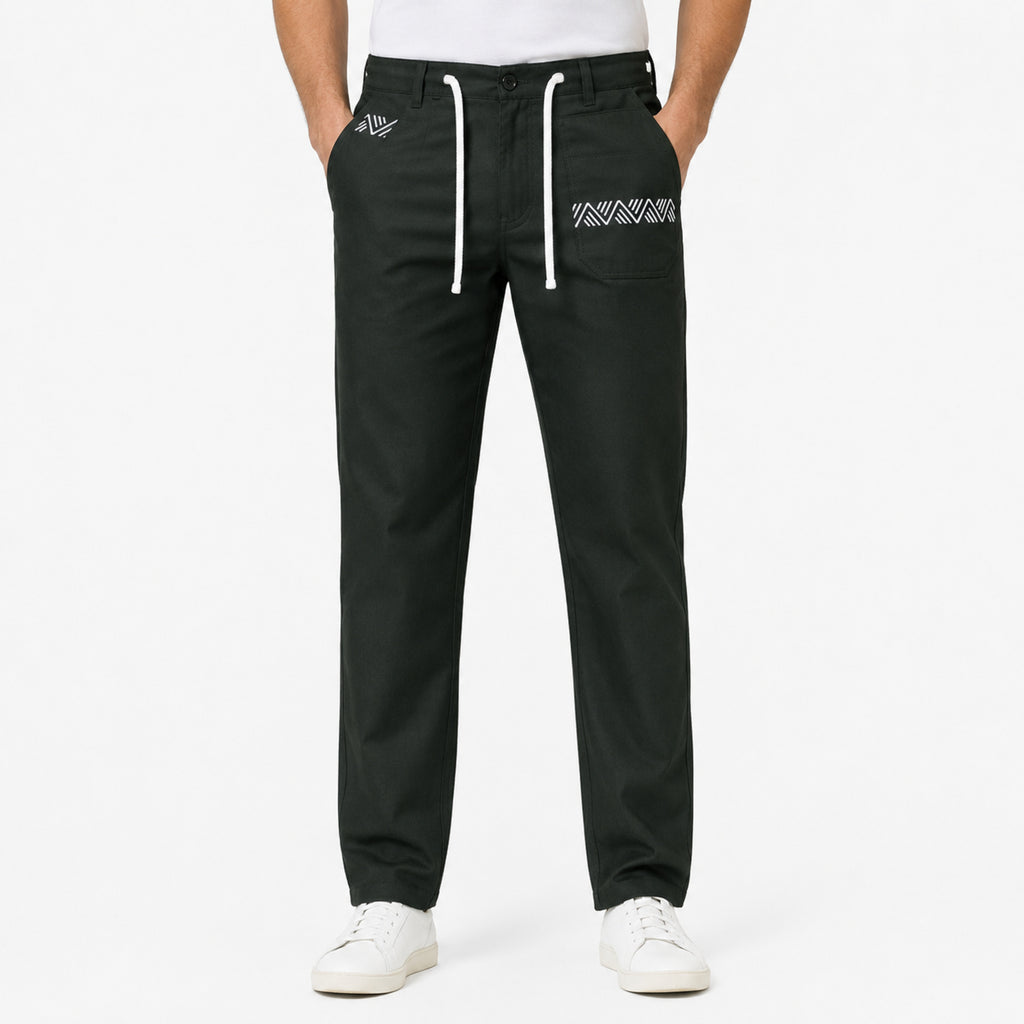 Men's Black Urban Drawstring Smart Casual Trousers-3