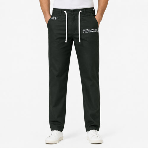Men's Black Urban Drawstring Smart Casual Trousers-3
