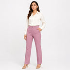 Women's Light Pink Straight Fit Formal Trousers-1