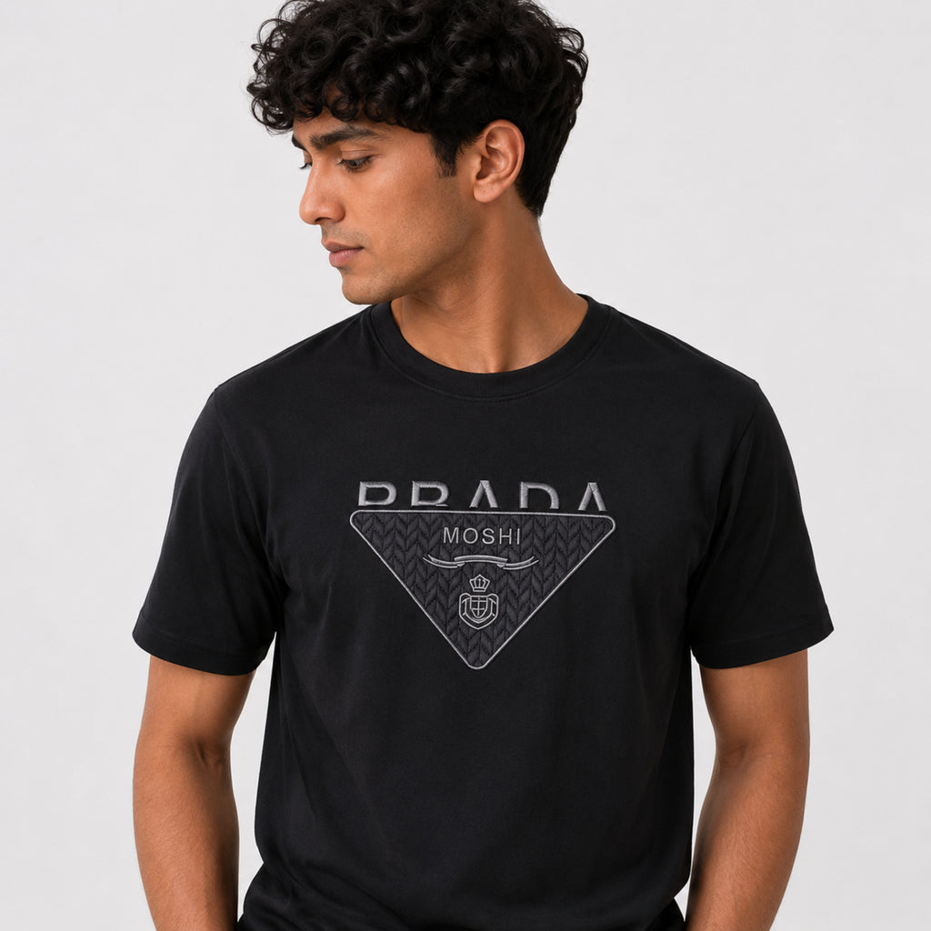 Men's Black Oversized Graphic Print T-Shirt-2