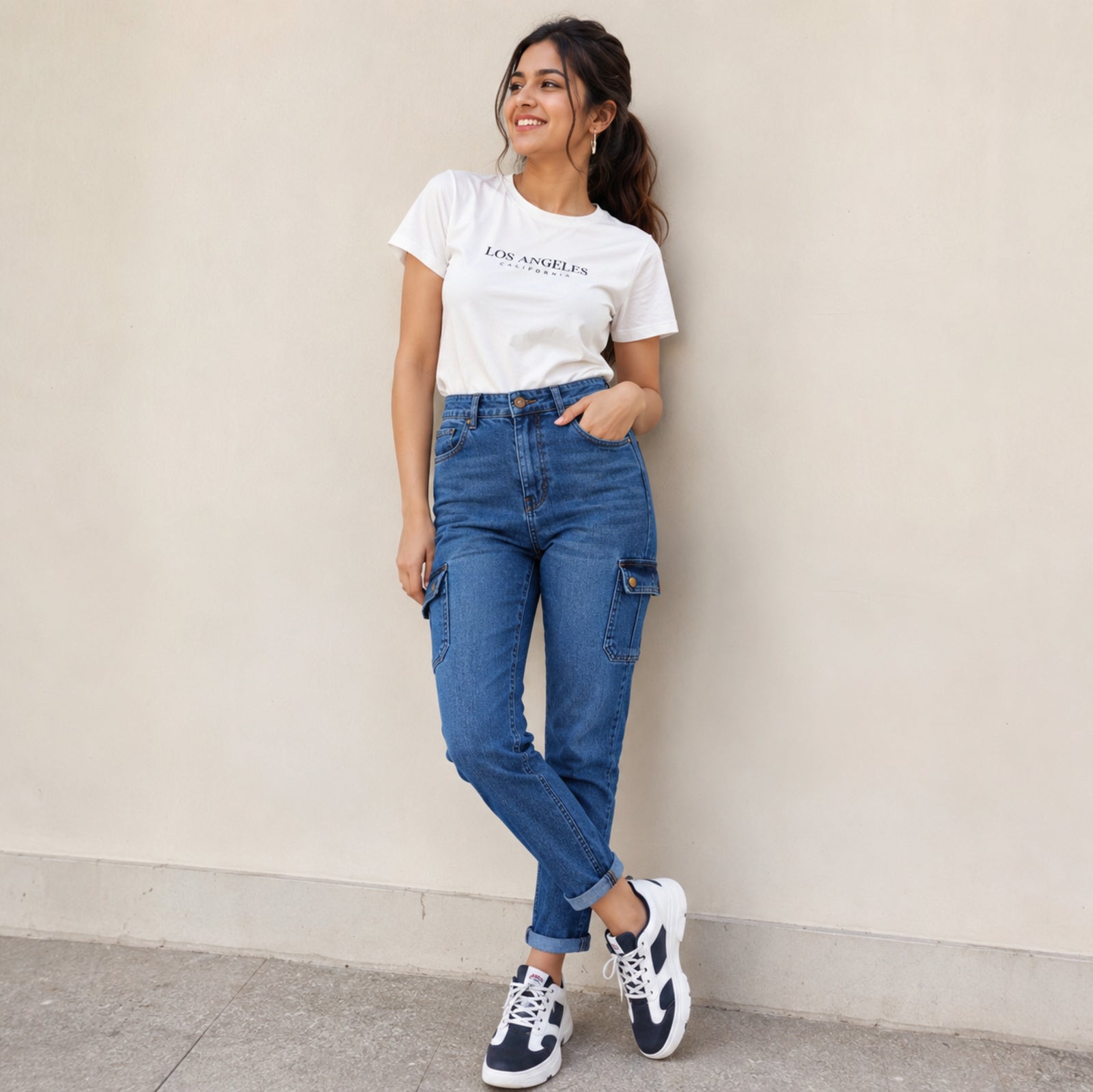 Women's Blue Slim Fit Ankle Length Jeans-4