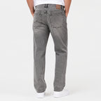 Men's Silver Ash Straight Fit Washed Denim Jeans-2