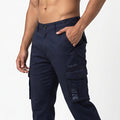 Men's Navy Blue Slim Fit Cargo Jogger Pants-4
