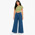 Women's Blue High-Waist Ultra Wide Leg Denim Jeans-1
