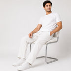 Men's Classic White Relaxed Fit Lounge Trousers-4
