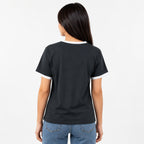 Women's Black Graphic Ringer T-Shirt-4