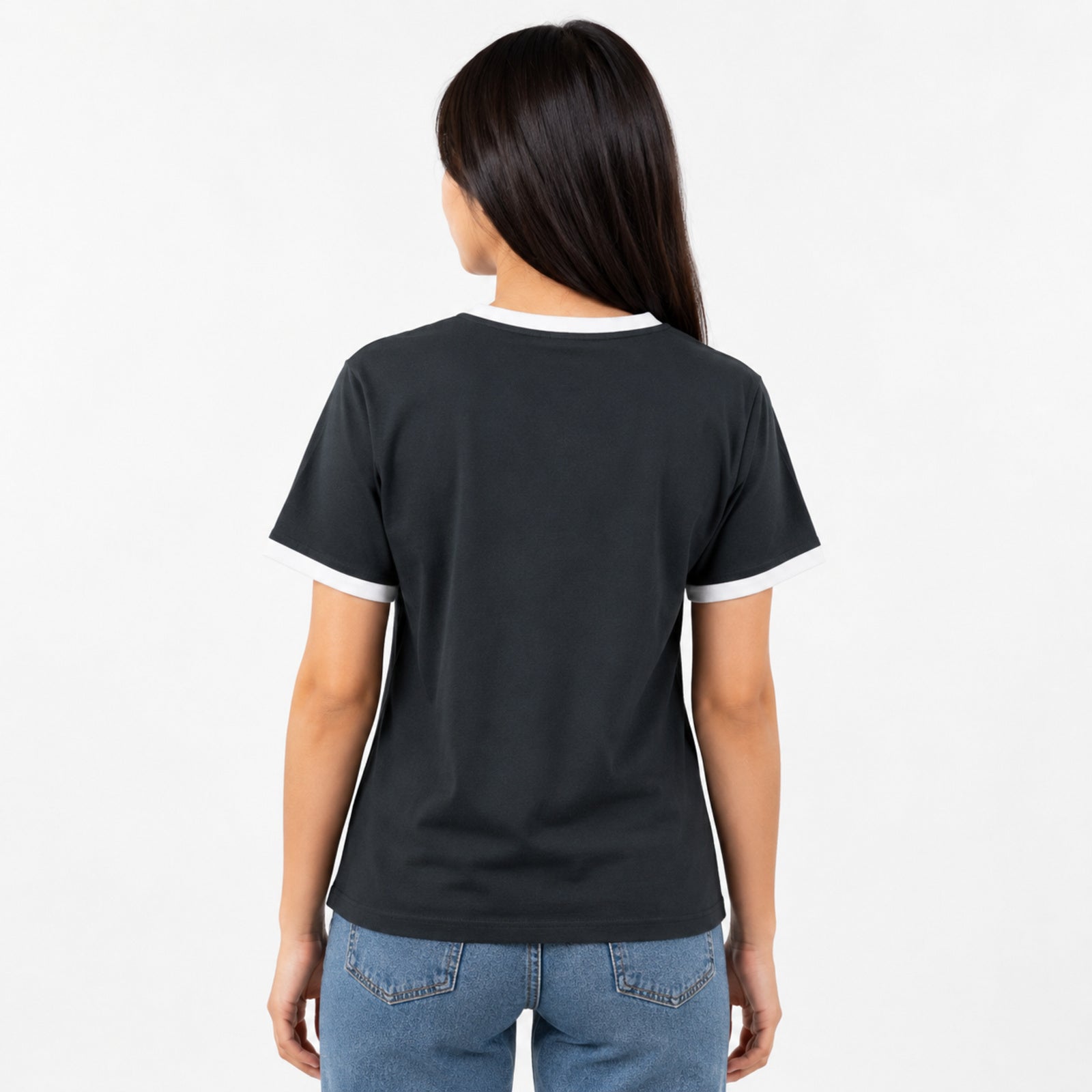 Women's Black Graphic Ringer T-Shirt-4