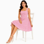 Women's Coral Geometric Print Sleeveless Fit & Flare Midi Dress-2