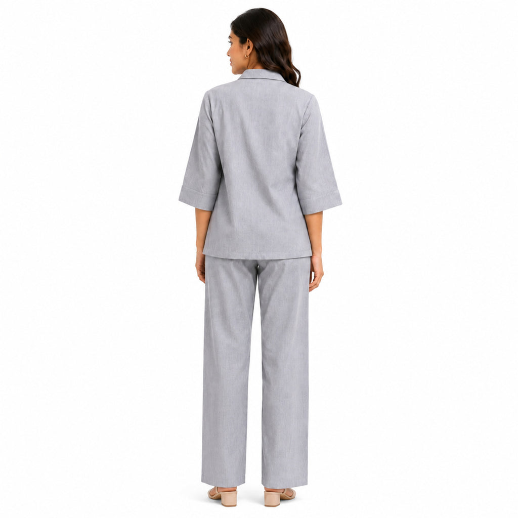 Women's Mist Grey Embellished Lounge Set-4