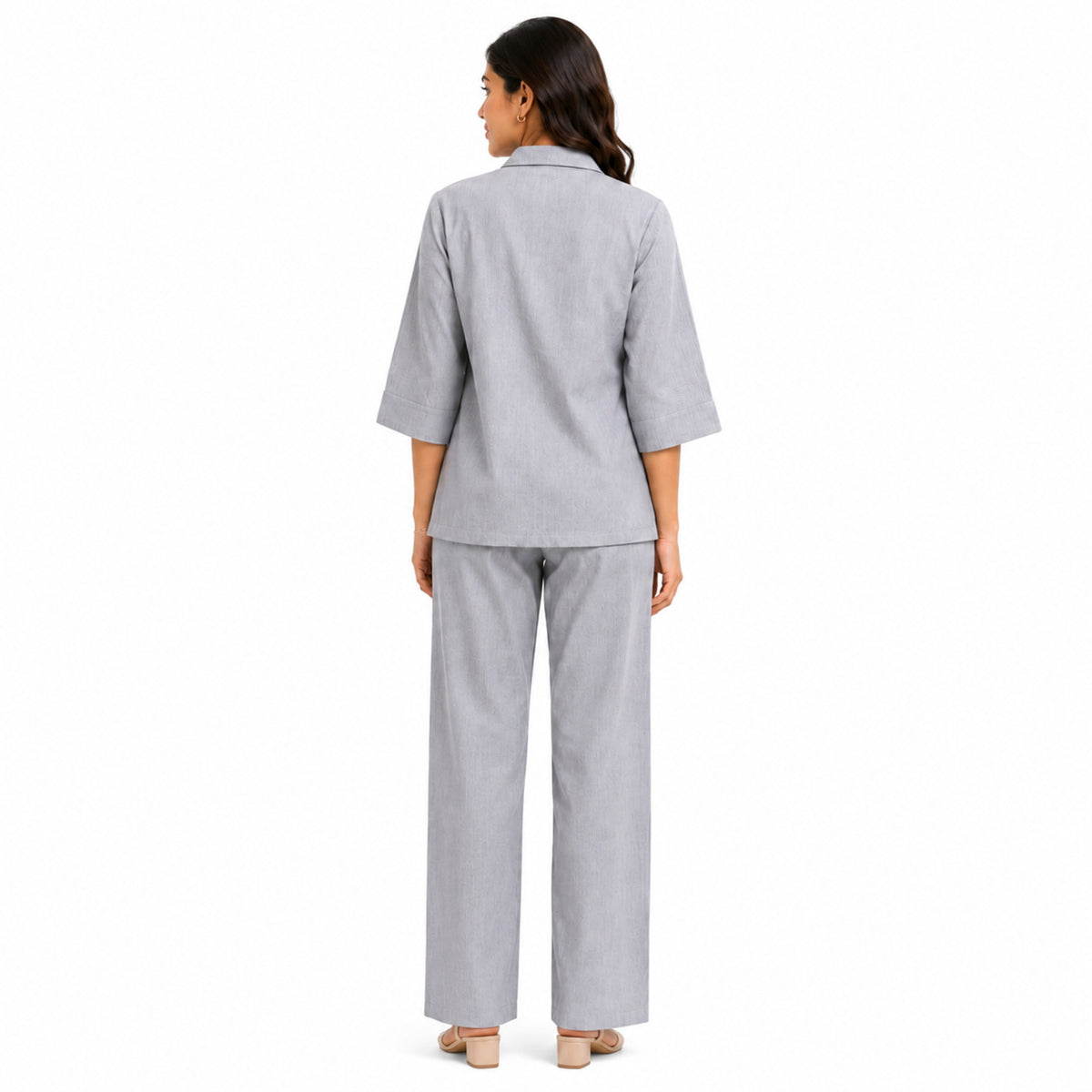 Women's Mist Grey Embellished Lounge Set-4
