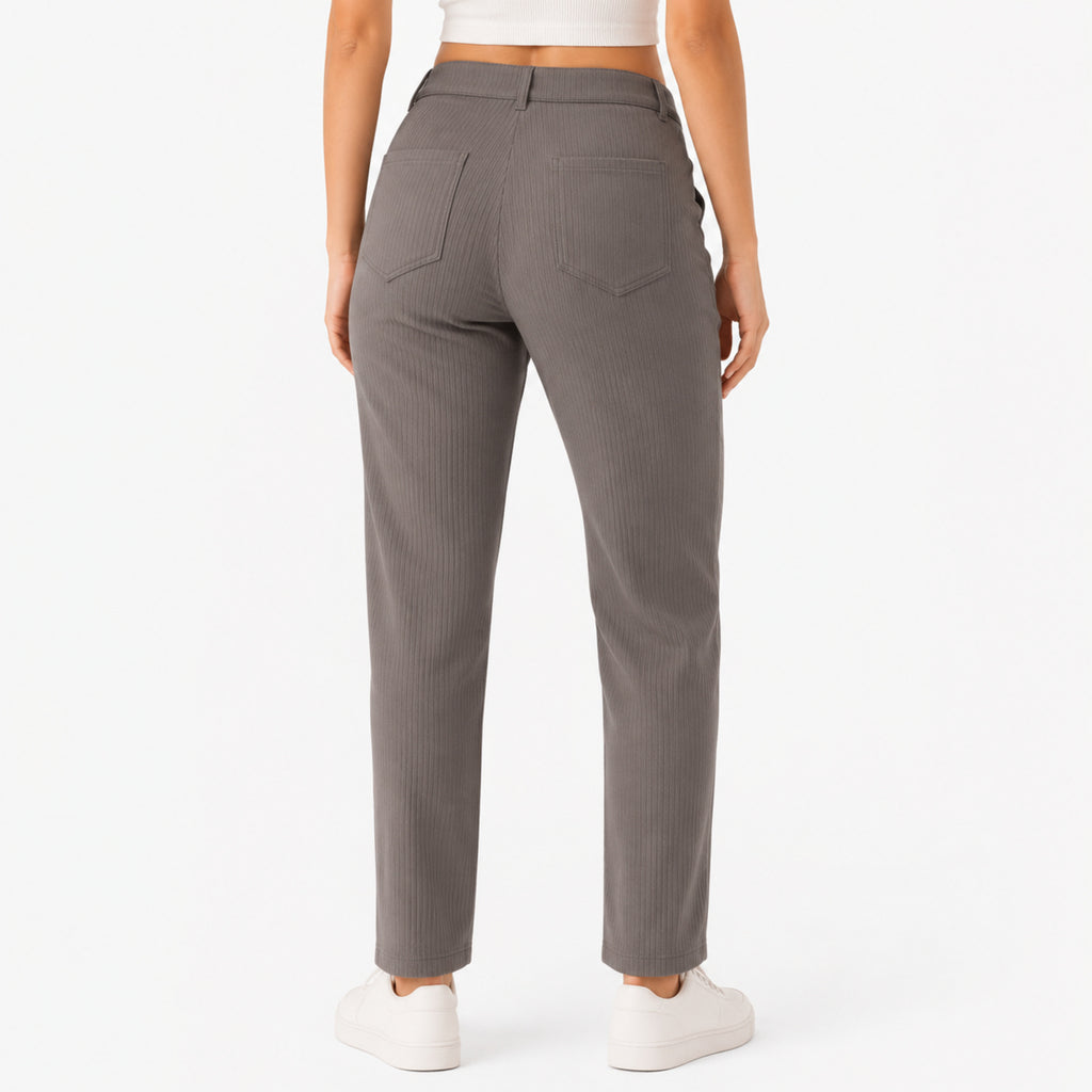 Women's Sleek Grey Tailored Formal Executive Trousers-4